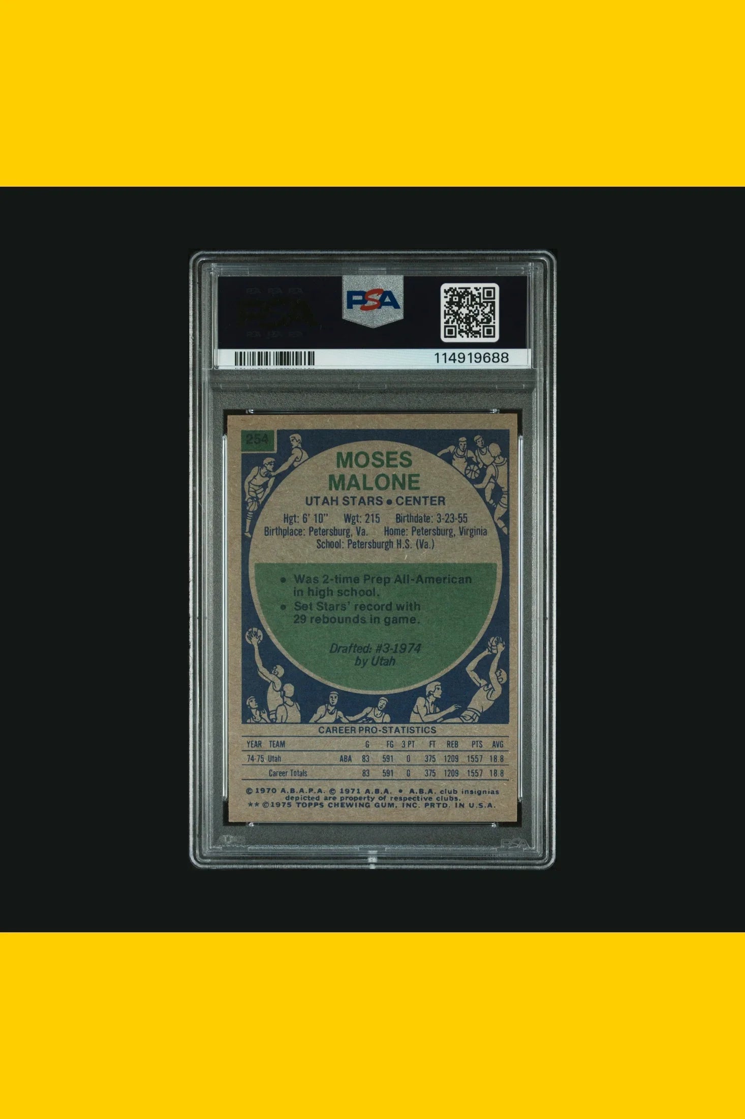 1975 Topps Basketball Moses Malone #254 PSA 7 - Papa Joey's Collectibles