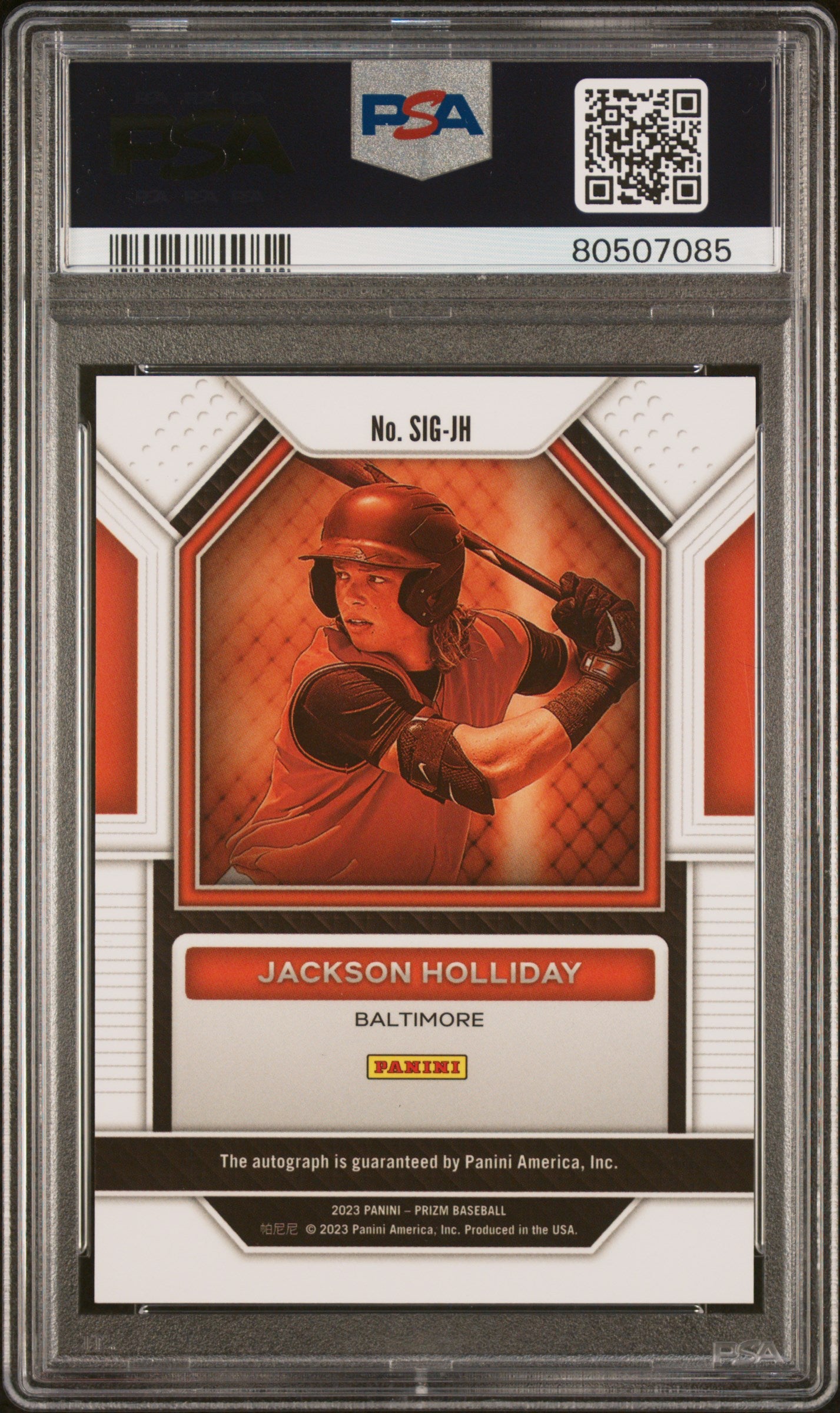 2023 Panini Prizm Signatures Baseball—Jackson Holliday #SIGJH —PSA