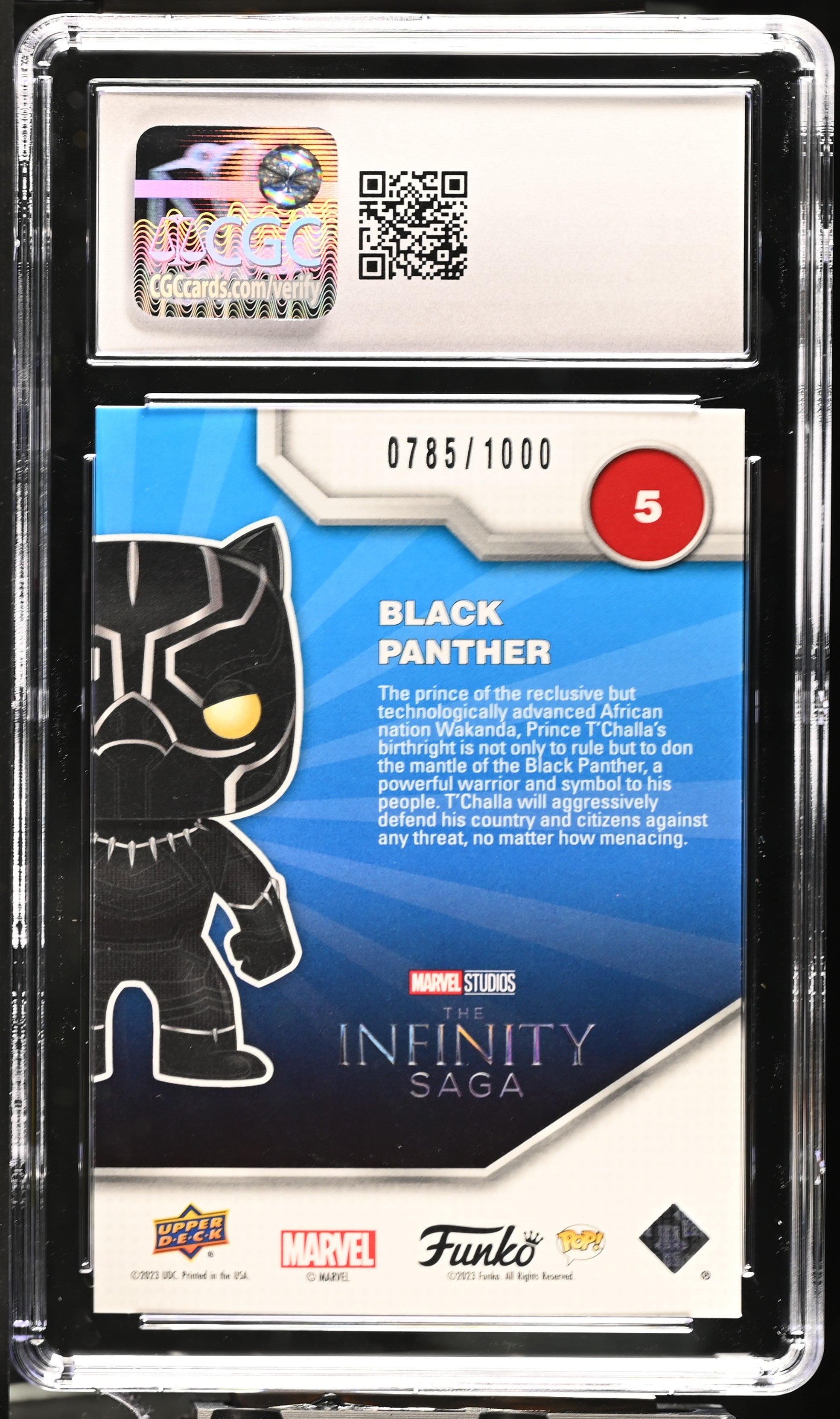 2023 UD Funko Pop! Infinity Saga Marvel—Black Panther #5 SDCC Exc Promo— CGC 8.5