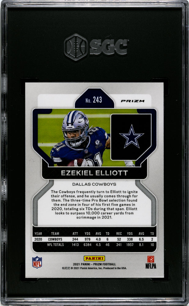 2021 Panini Prizm Football Ezekiel Elliott Black & White Checker #243 SGC 9