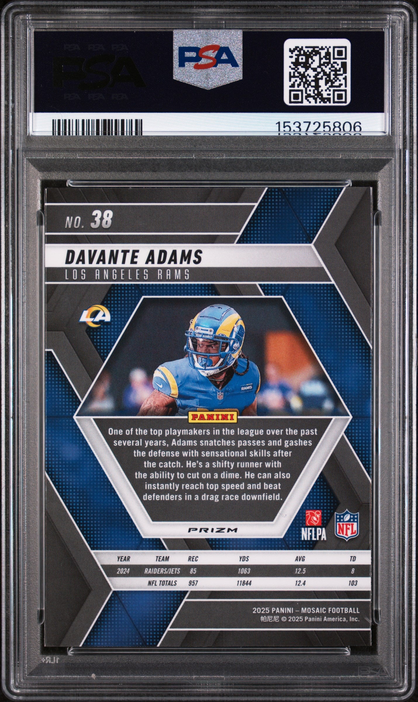2025 Panini Mosaic Football—Davante Adams #38 Honeycomb —PSA 9