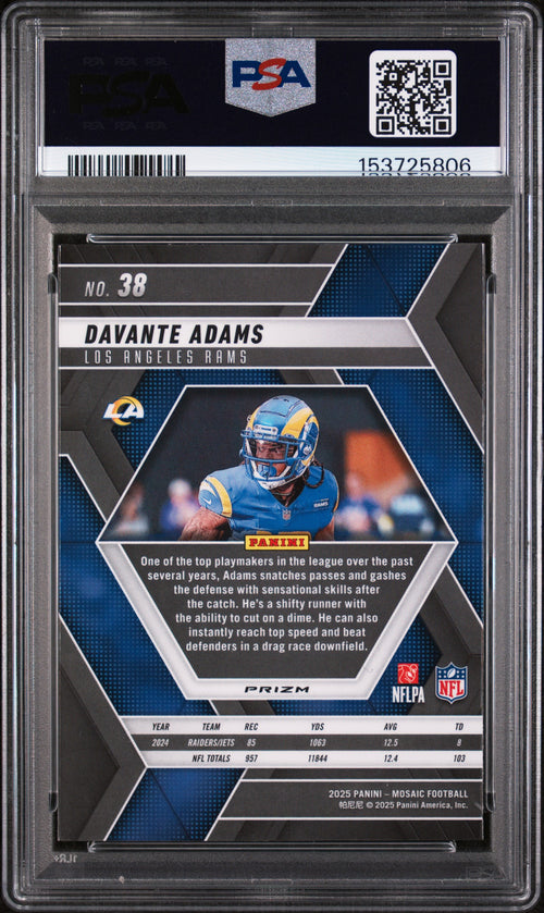 2025 Panini Mosaic Football—Davante Adams #38 Honeycomb —PSA 9