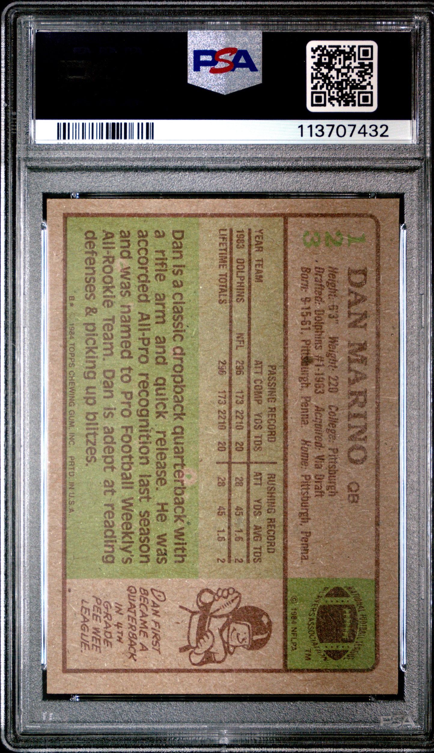 1984 Topps Football Dan Marino #123 PSA 8