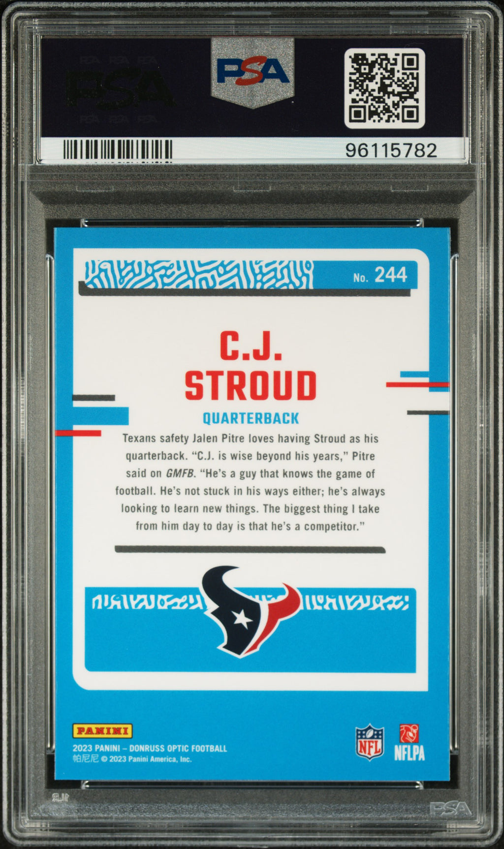 2023 Panini Donruss Optic Football—CJ Stroud #244 —PSA 9