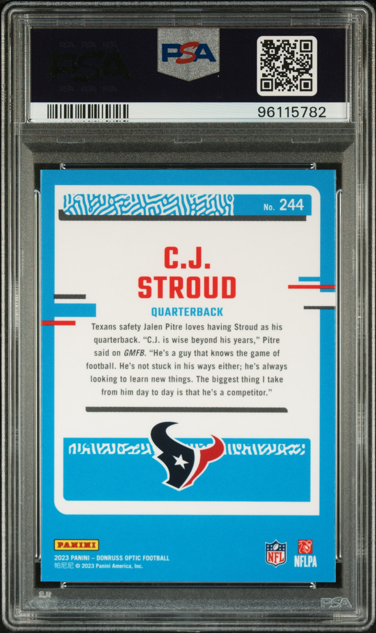 2023 Panini Donruss Optic Football—CJ Stroud #244 —PSA 9