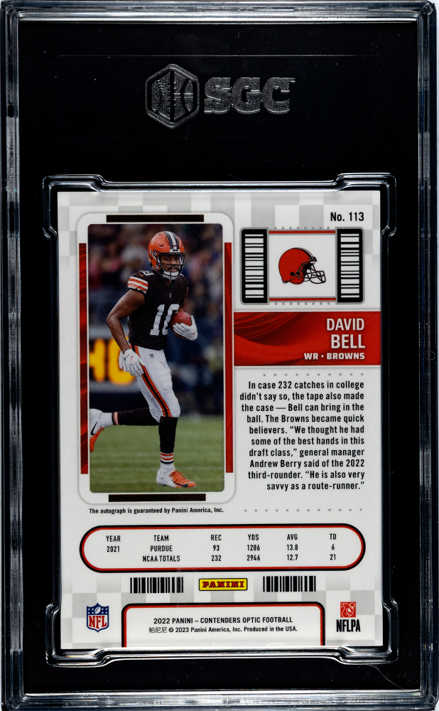 2022 Panini Contenders Optic Football—David Bell #113 Autograph —SGC 8.5 Auto 10