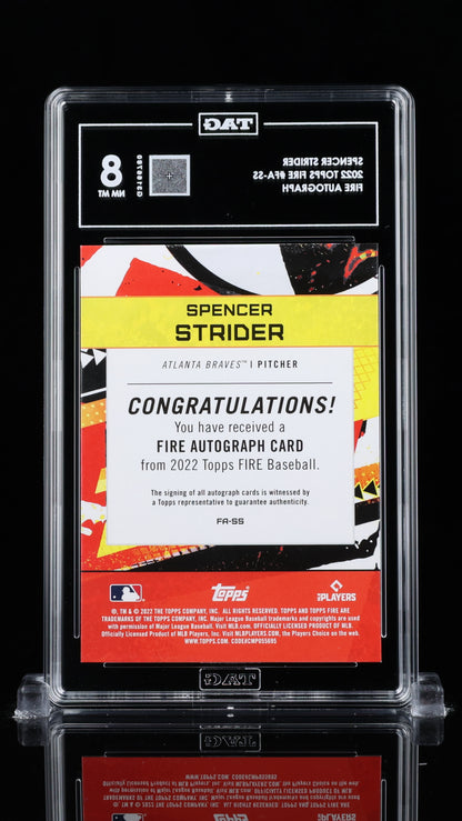 2022 Topps Fire Baseball—Spencer Strider #FA-SS Refractor —TAG 8
