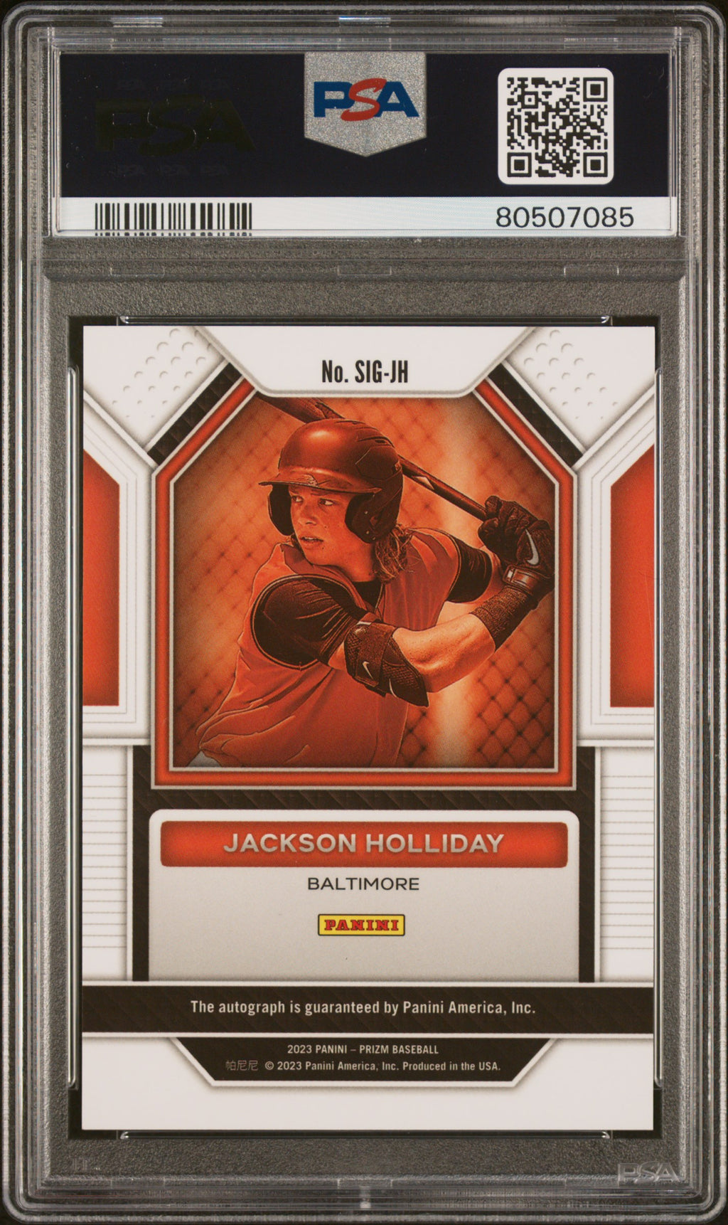 2023 Panini Prizm Signatures Baseball—Jackson Holliday #SIGJH —PSA 10
