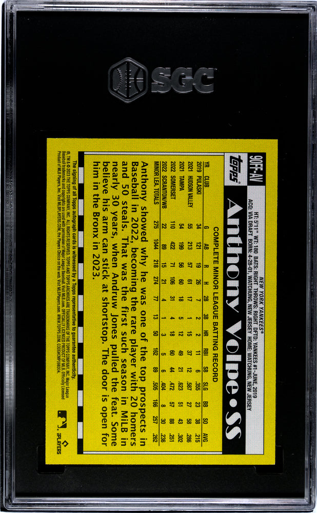2023 Topps Archives Baseball Anthony Volpe Autograph #90FF-AV SGC 10 Auto 10