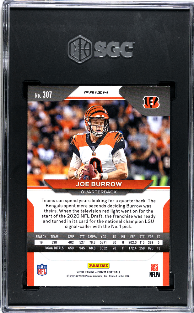 Panini 2020 Panini Prizm Football—Joe Burrow #307 Red White Blue —SGC 10