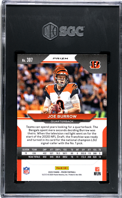 Panini 2020 Panini Prizm Football—Joe Burrow #307 Red White Blue —SGC 10