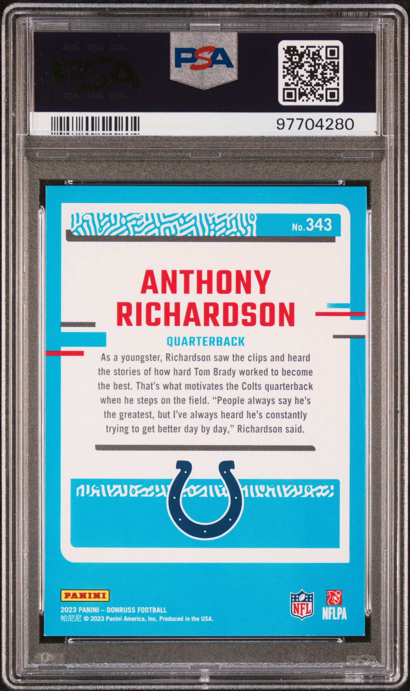 2023 Panini Donruss Football Anthony Richardson #343 PSA 9