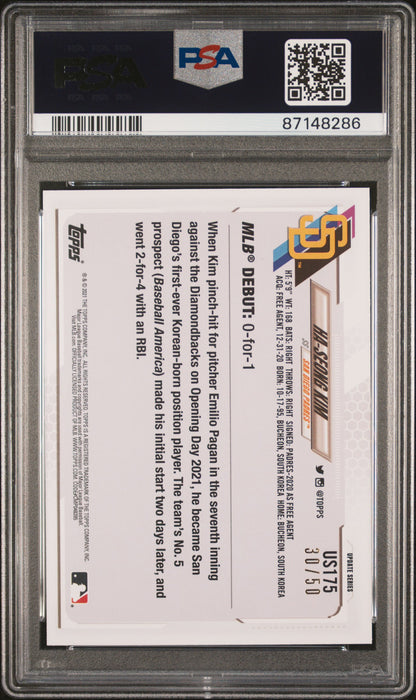 Topps 2021 Update Baseball—Ha-Seong Kim #US175 Father's Day Powder Blue —PSA 10