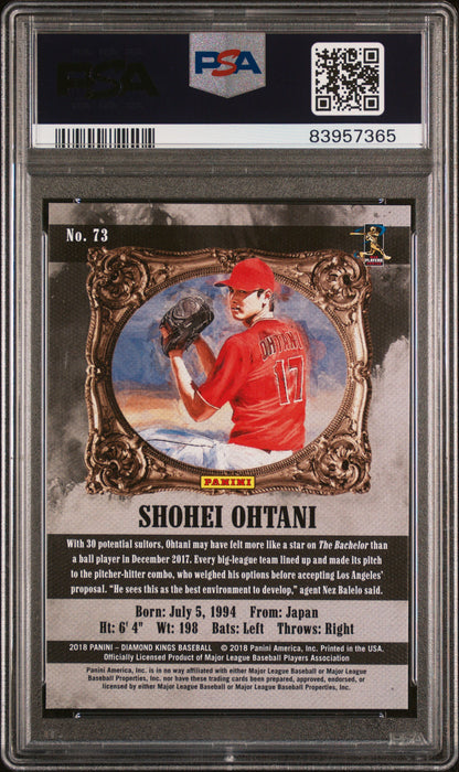 2018 Panini Diamond Kings—Shohei Ohtani #73 Pitch. W/ Knee Up BL. FRM.—PSA 9