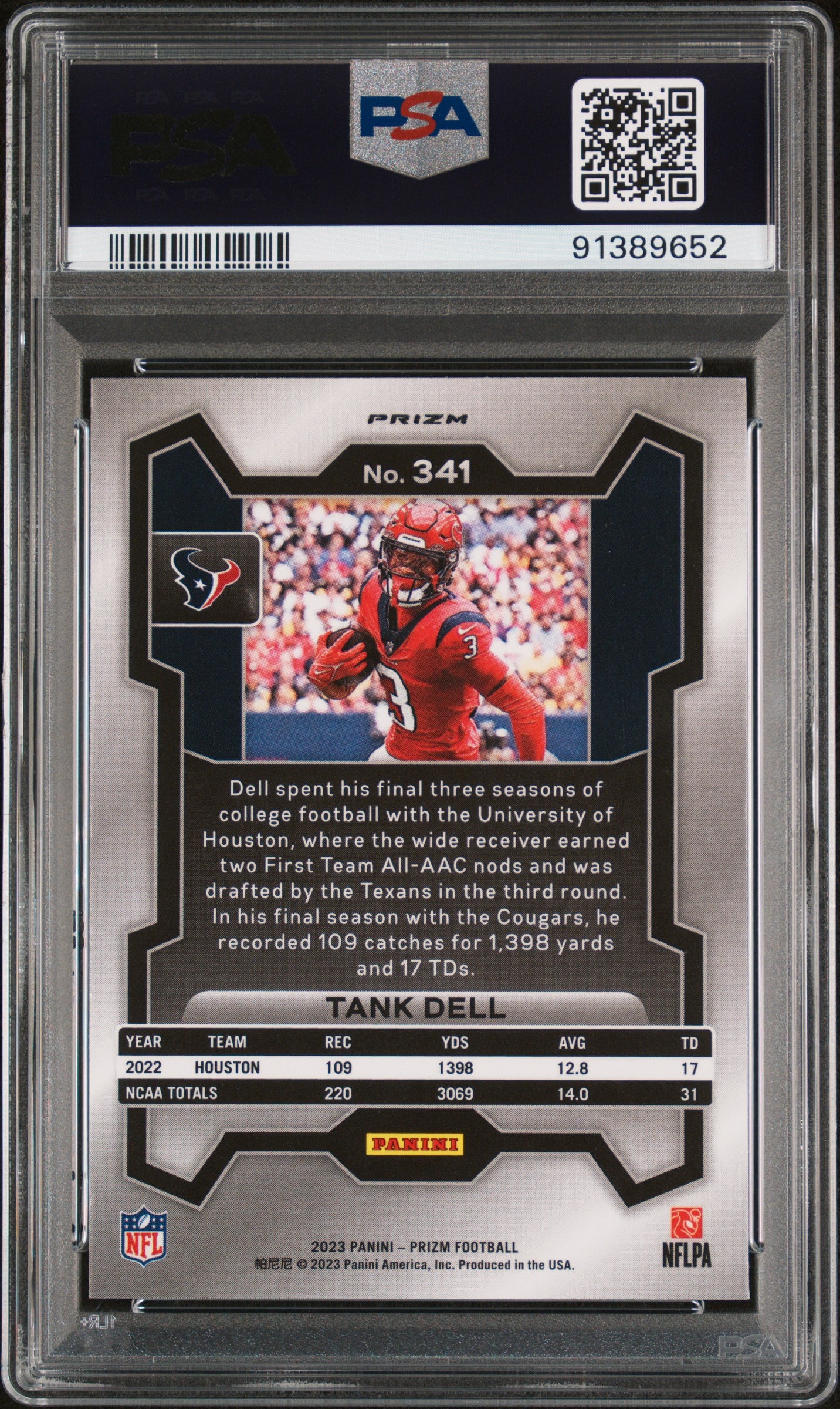 2023 Panini Prizm Football Tank Dell Neon Green Pulsar #341 PSA 9
