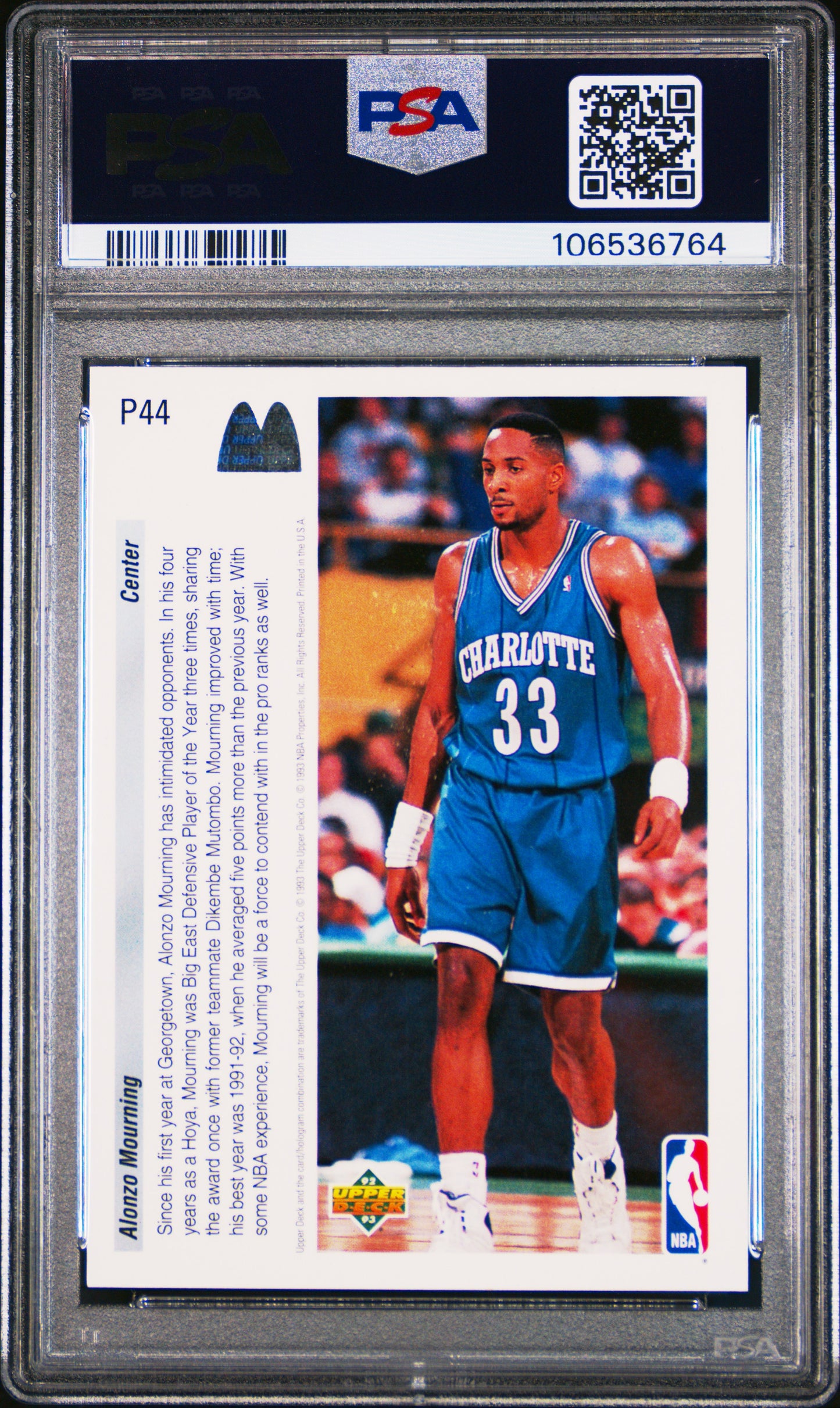 1992 Upper Deck Mcdonald's Basketball Alonzo Mourning #P44 PSA 9 - Papa Joey's Collectibles