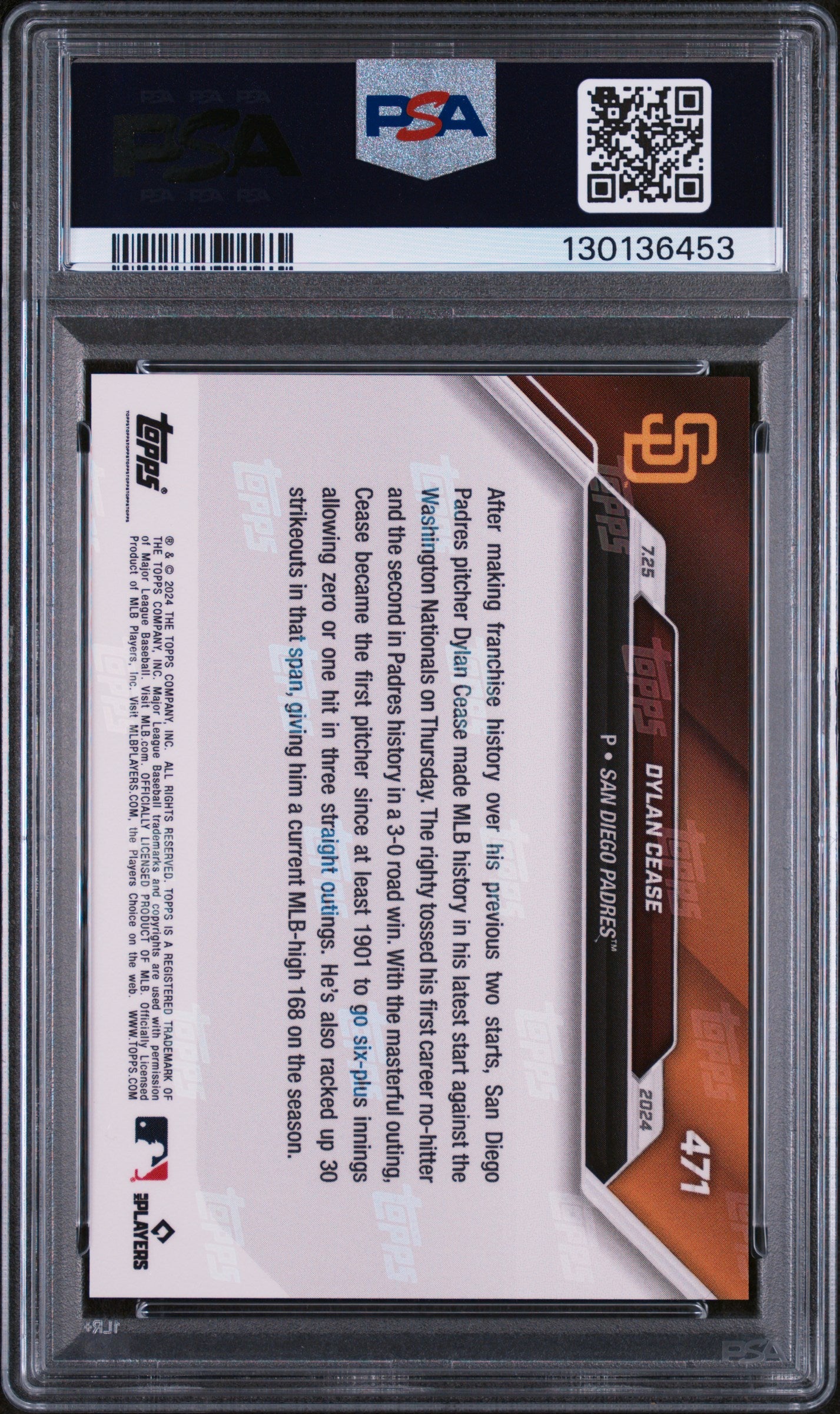 2024 Topps Now Dylan Cease #471 PSA 10