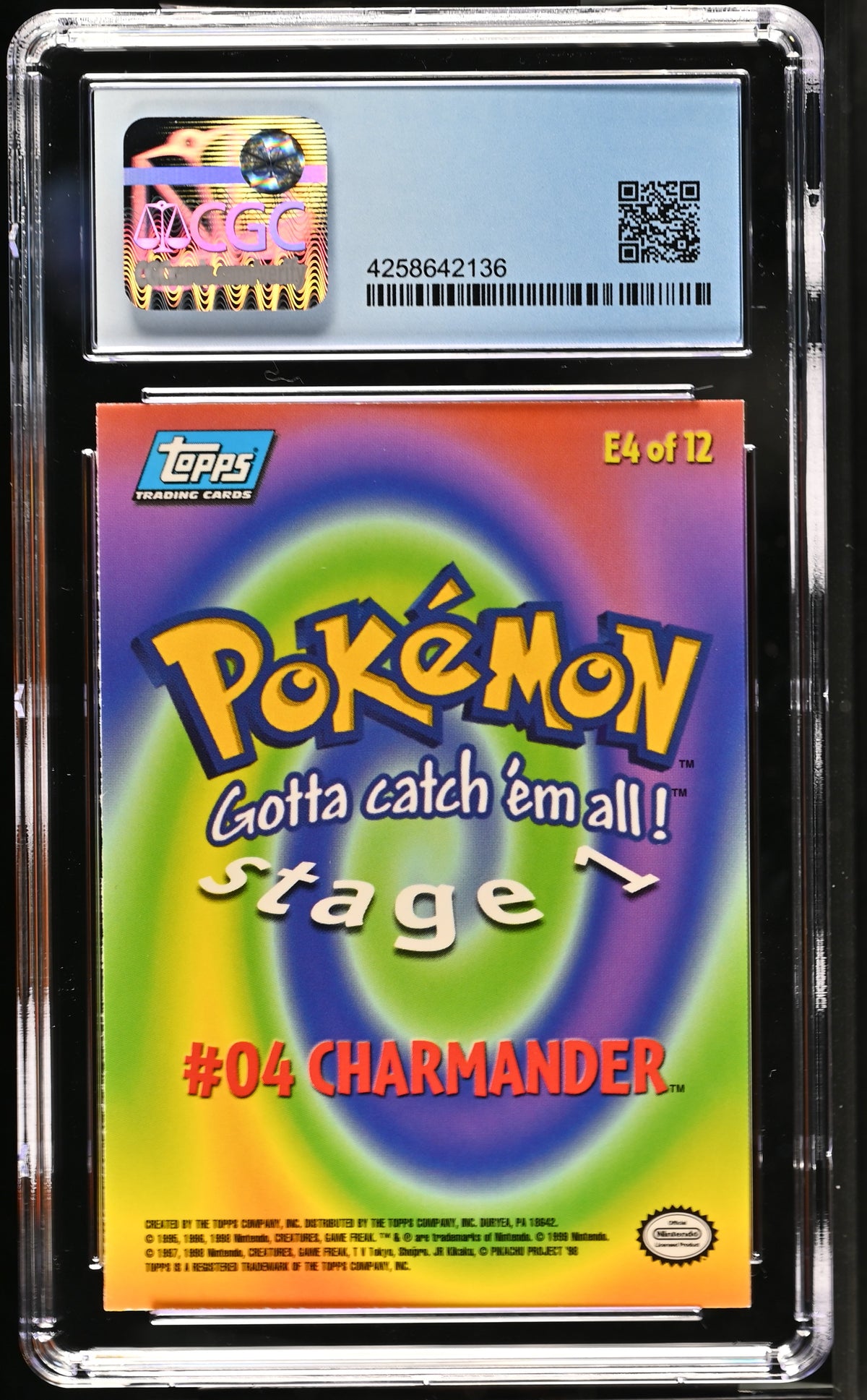 1999 Topps Pokemon The First Movie—Charmander #E4 of 12 First Print—CGC 9