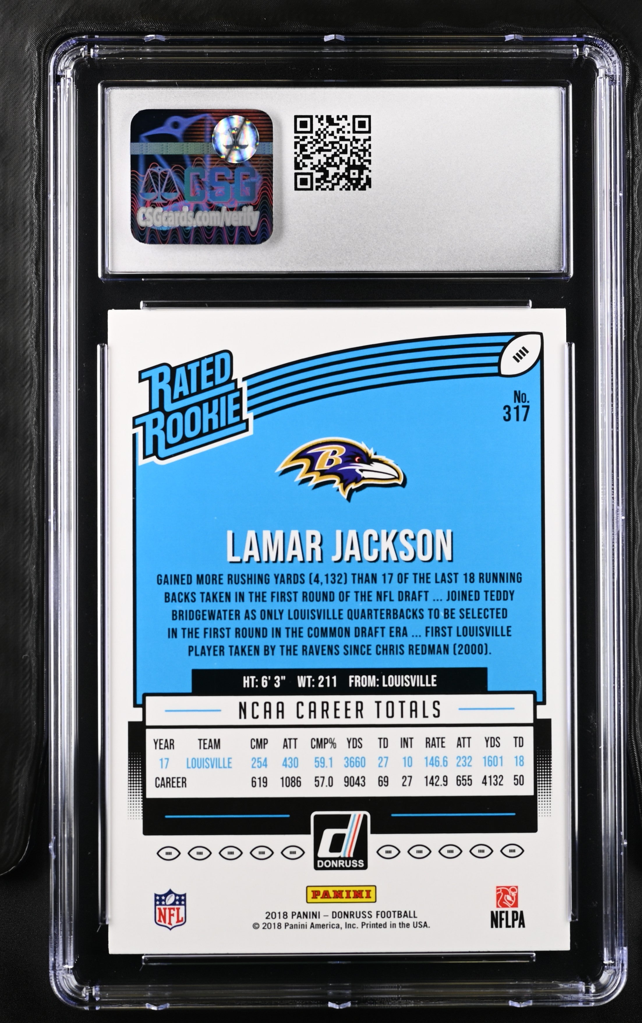 2018 Panini Donruss Football—Lamar Jackson #317 —CGC 9