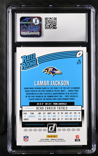 2018 Panini Donruss Football—Lamar Jackson #317 —CGC 9