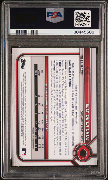 2022 Bowman 1ST Edition Baseball Elly De La Cruz Sky Blue Foil #BPPF50 PSA 10