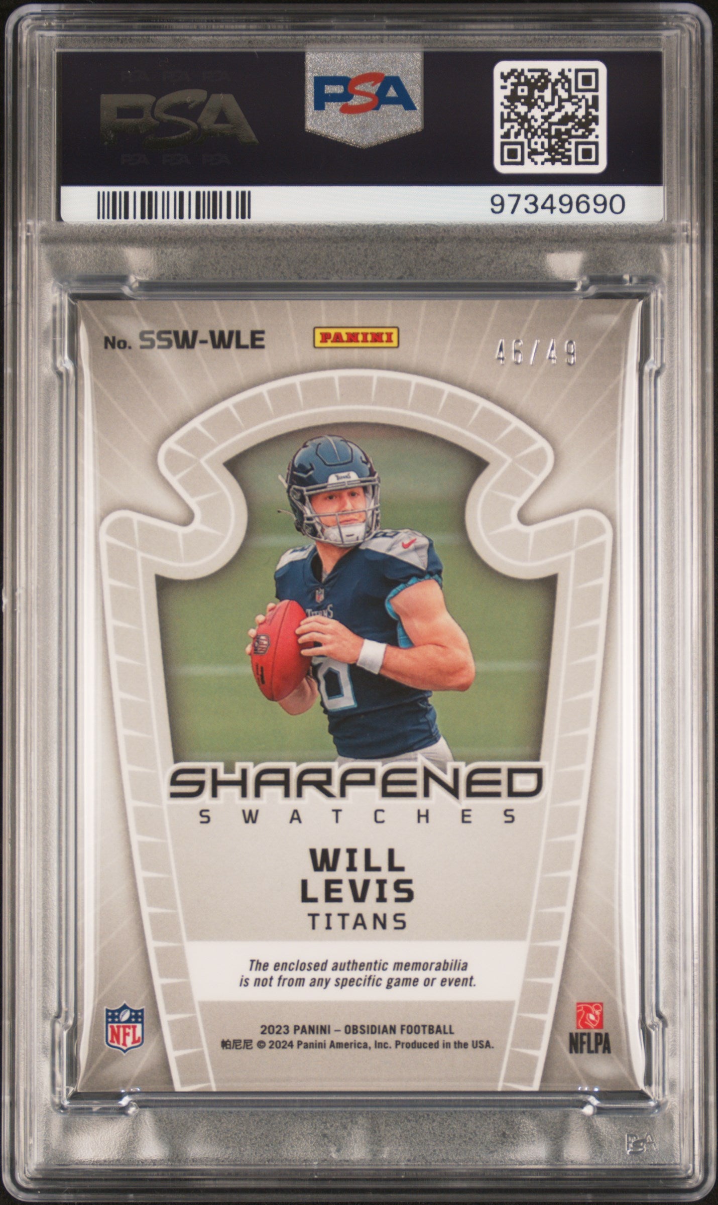 2023 Panini Obsidian Football Will Levis SWT EE Orange #SSWWLE PSA 10