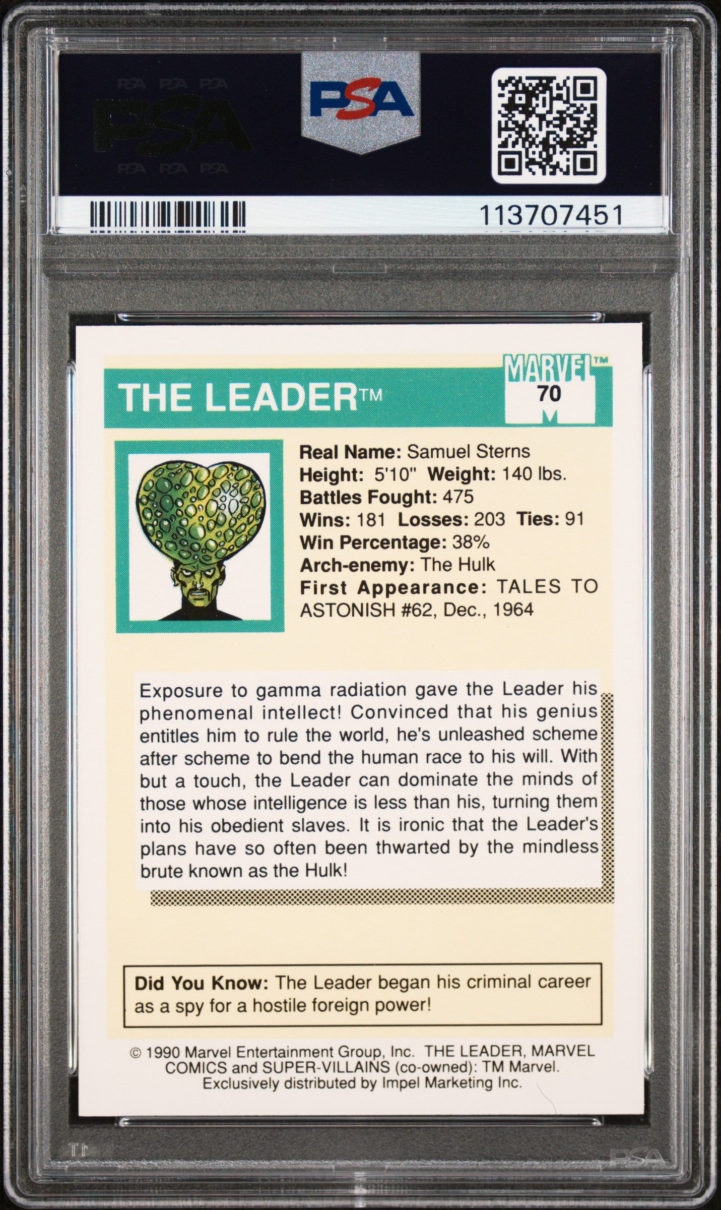 1990 Marvel Universe N/A The Leader #70 PSA 7