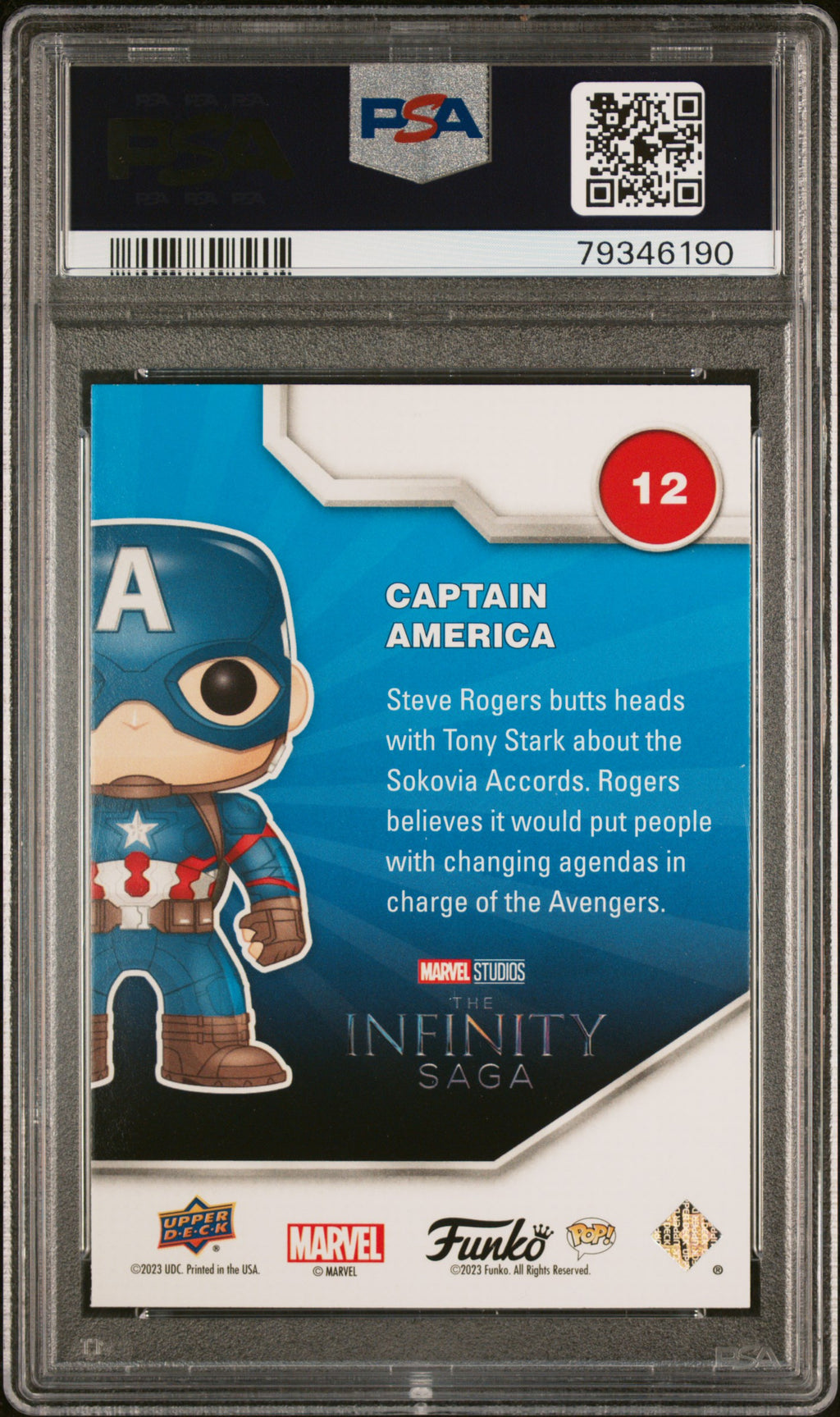 2023 Upper Deck Funko Infinity Saga Marvel—Captain America #12 Spectrum— PSA 10