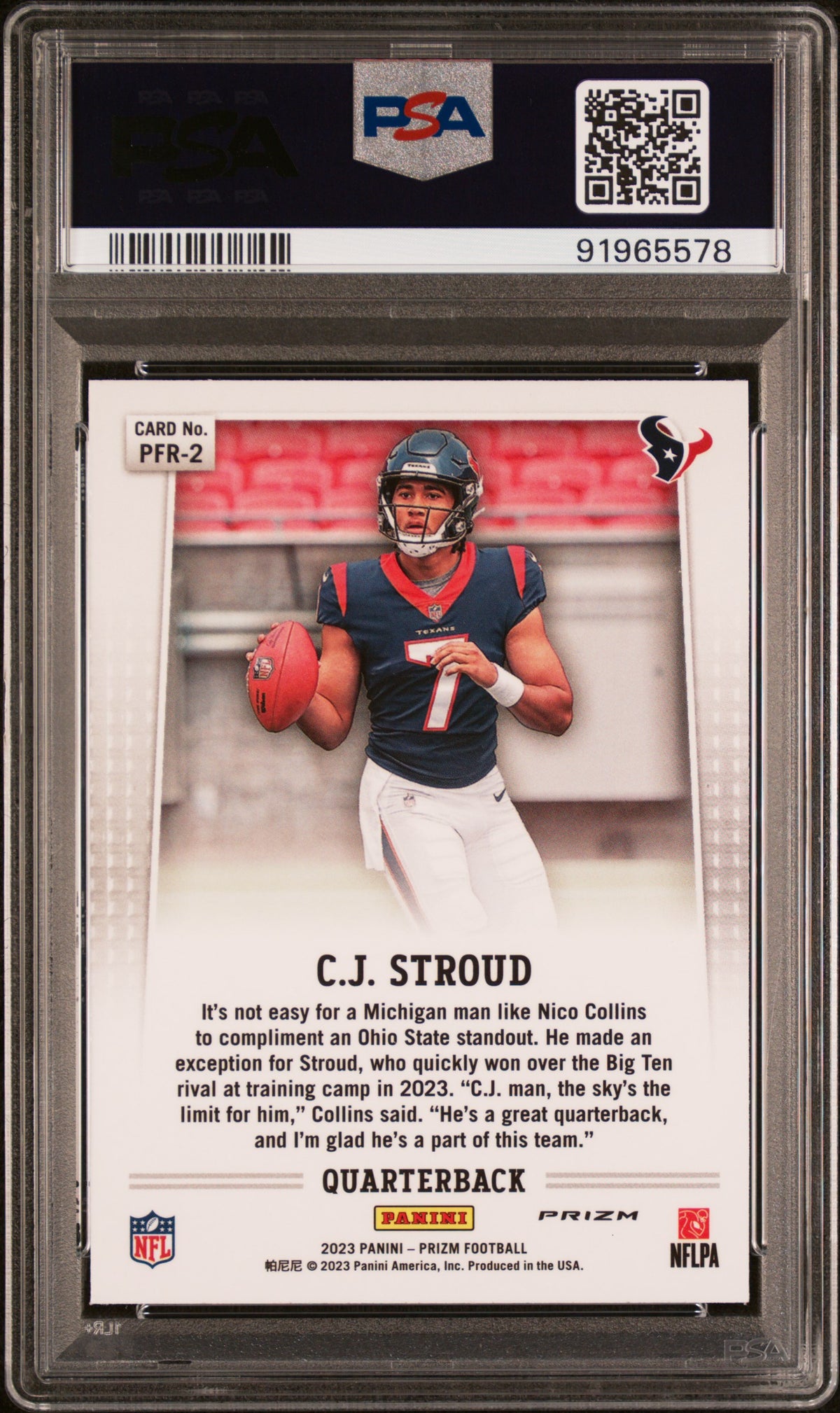 2023 Panini Prizm Football—CJ Stroud #PFR2 Flashback Rookie —PSA 10