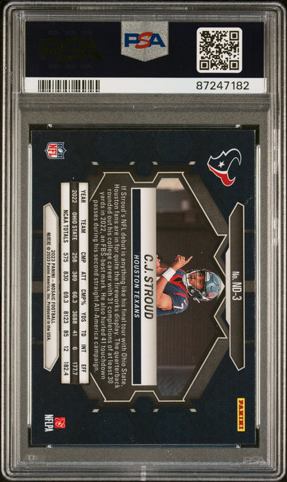 2023 Panini Mosaic NFL Debut Football—CJ Stroud #ND3 —PSA 10
