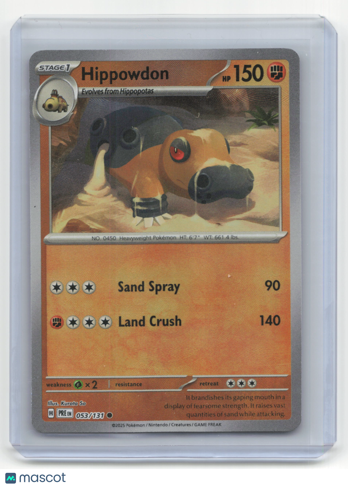 2025 Pokemon TCG Hippowdon Prismatic Evolutions #053/131 MasterBall Holo