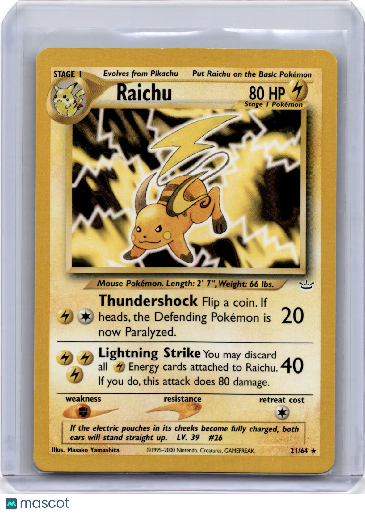 2001 Pokemon TCG Raichu Neo Revelation #21/64 English Light Played Unlimited - Papa Joey's Collectibles