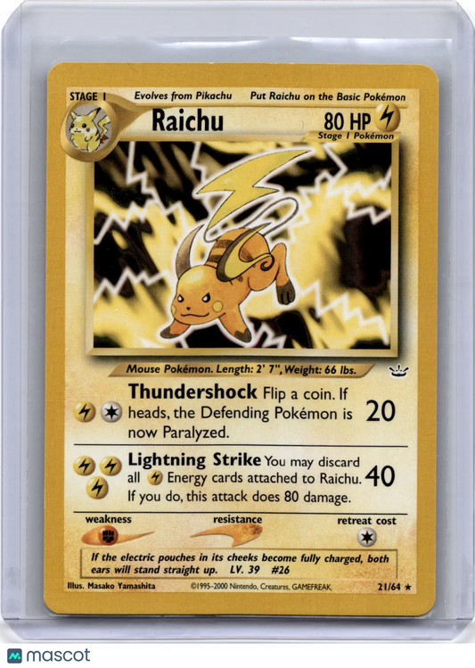 2001 Pokemon TCG Raichu Neo Revelation #21/64 English Light Played Unlimited - Papa Joey's Collectibles