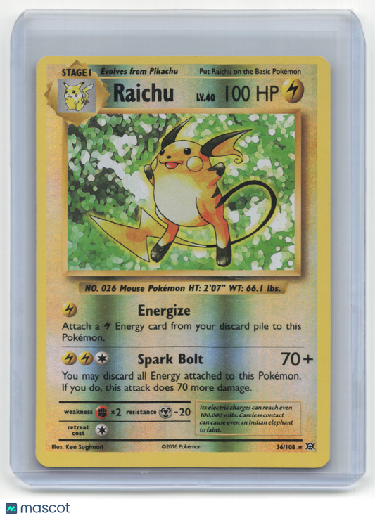 2016 Pokemon Raichu XY Evolutions #34/108 Light Played