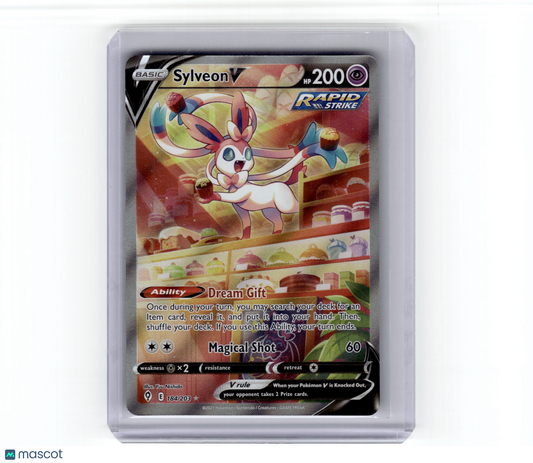 2021 Pokemon—Sylveon V #184/203 Evolving Skies—Rare Holo Near Mint