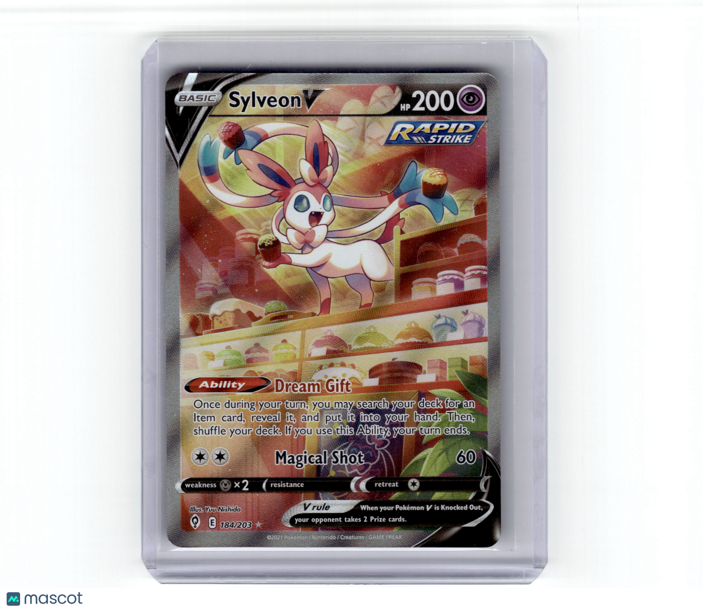 2021 Pokemon Sylveon V Evolving Skies Rare Holo #184/203 Near Mint