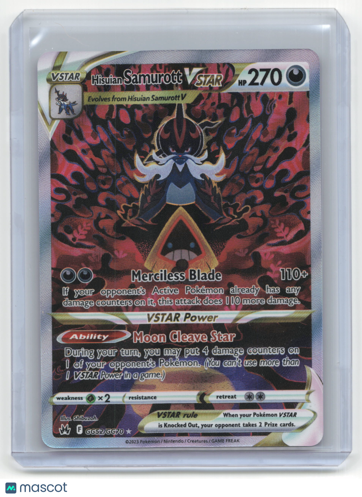 2023 Pokemon Hisuian Samurott VSTAR Crown Zenith: Galarian Gallery #GG52/GG70