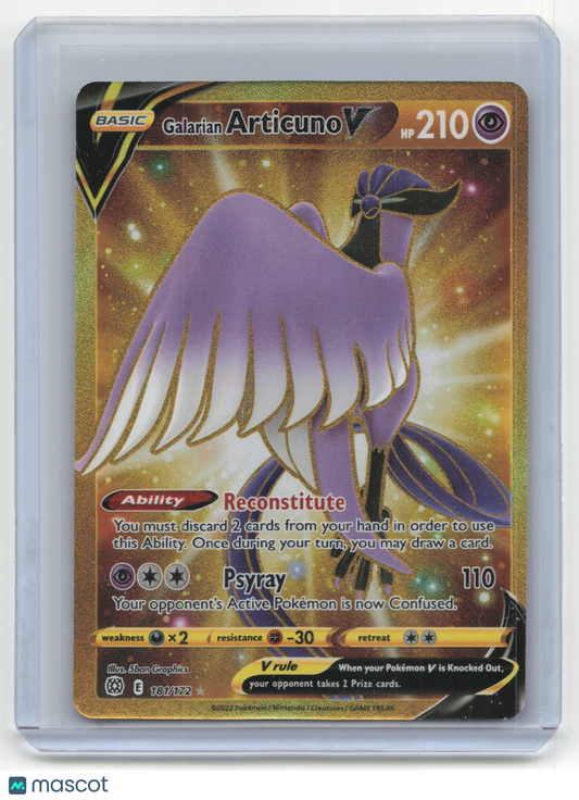 2022 Pokemon Galarian Articuno V Astral Radiance #181/172 Damaged (Ink Splatter) - Papa Joey's Collectibles