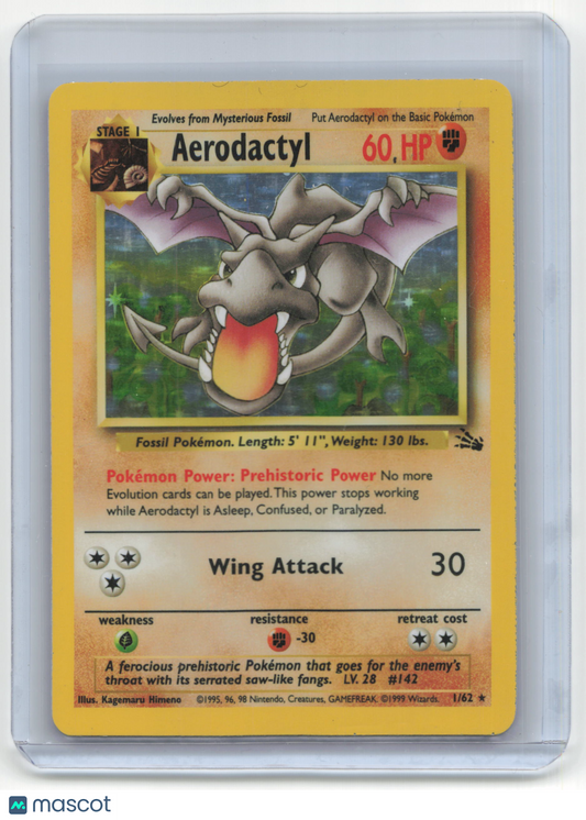 1999 Pokemon TCG Aerodactyl Fossil #1/62 Mod Played Holo Unlimited