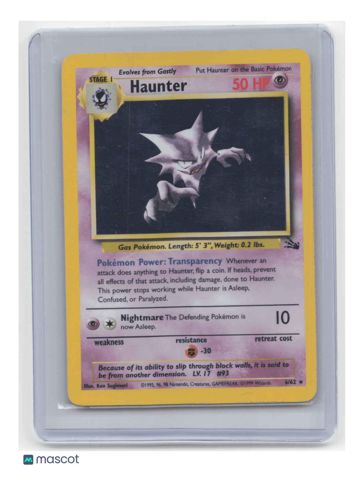 1999 Pokemon TCG Haunter Fossil #6/62 Mod Played Holo Unlimited TCG/CCG