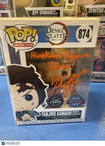 Funko Demon Slayer Tanjiro Kamado #874 (VG) GITD Chase (Zach Aduilar Auto PSA)