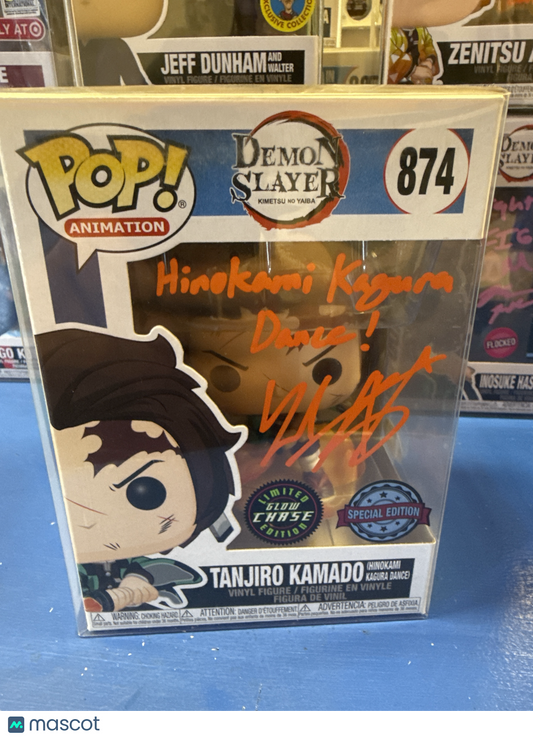 Funko Demon Slayer Tanjiro Kamado #874 (VG) GITD Chase (Zach Aduilar Auto PSA)