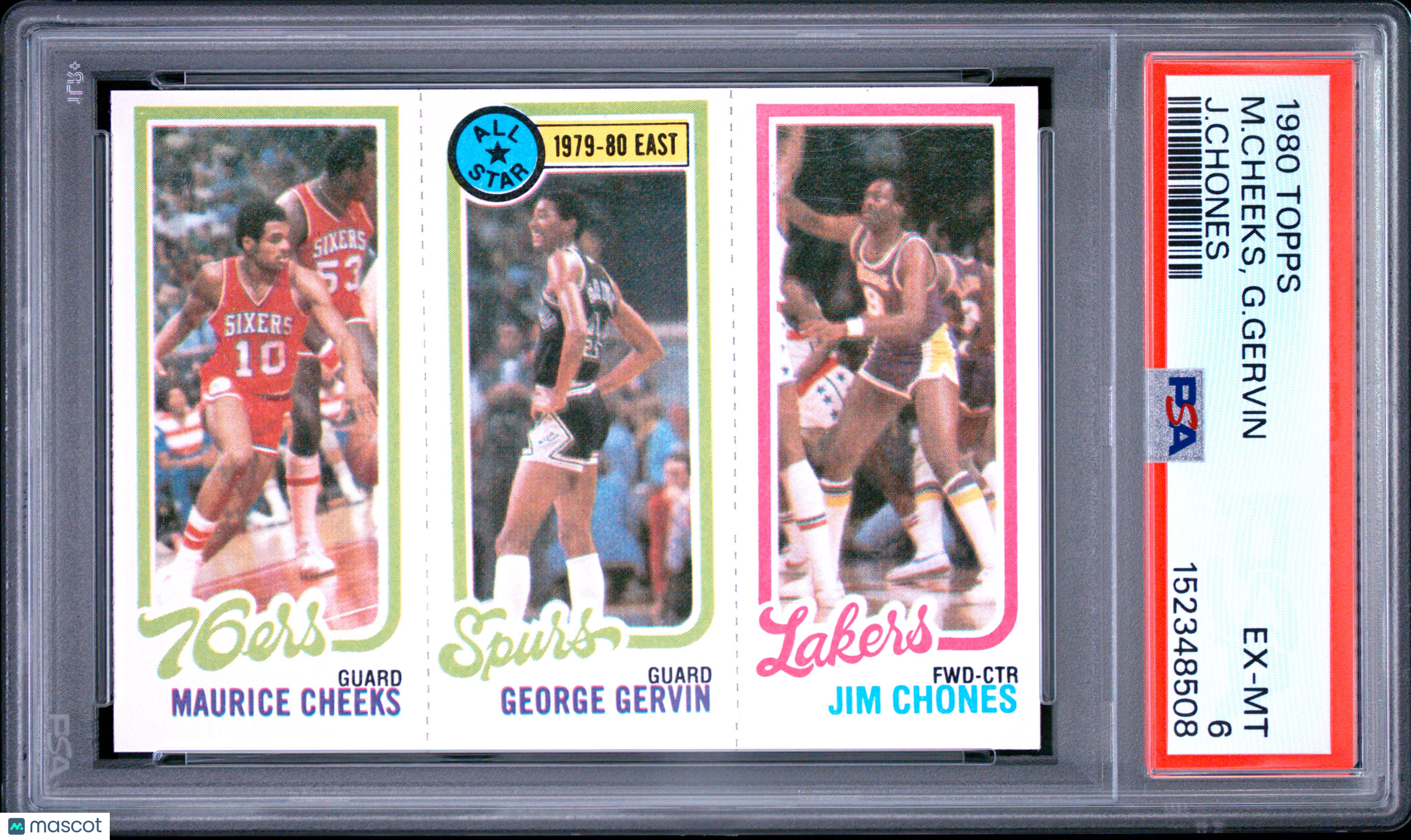 1980 Topps Basketball—M. Cheeks, G. Gervin J. Chones —PSA 6