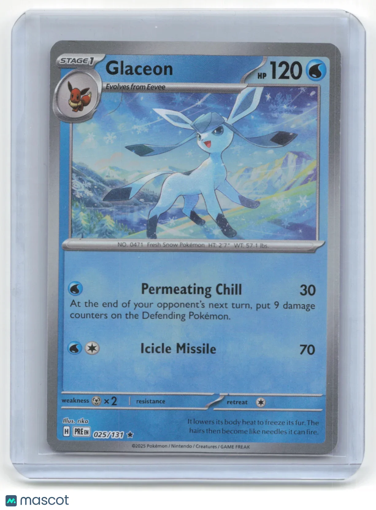 2025 Pokemon TCG Glaceon Prismatic Evolutions #025/131 MasterBall Holo - Papa Joey's Collectibles
