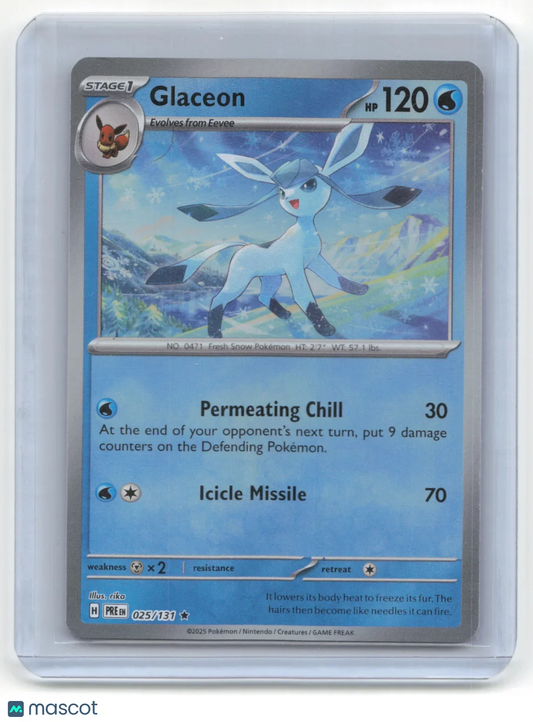 2025 Pokemon TCG Glaceon Prismatic Evolutions #025/131 MasterBall Holo - Papa Joey's Collectibles