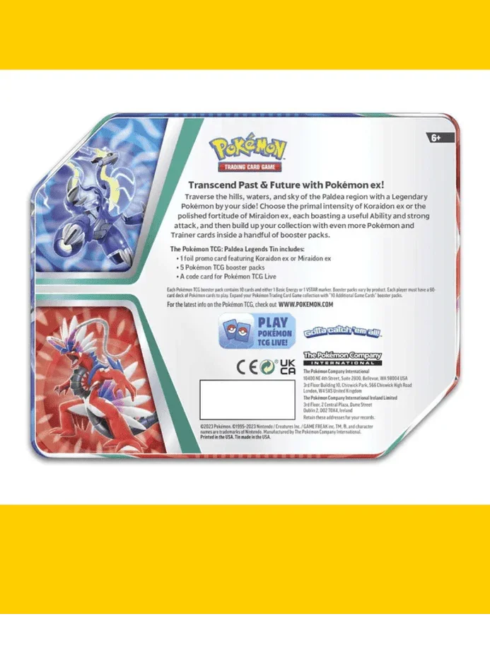 2023 Pokemon Scarlet & Violet Miraidon Tin TIn - Papa Joey's Collectibles