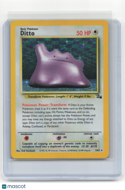 1999 Pokemon TCG Ditto Fossil #3/62 Heavily Played Holo