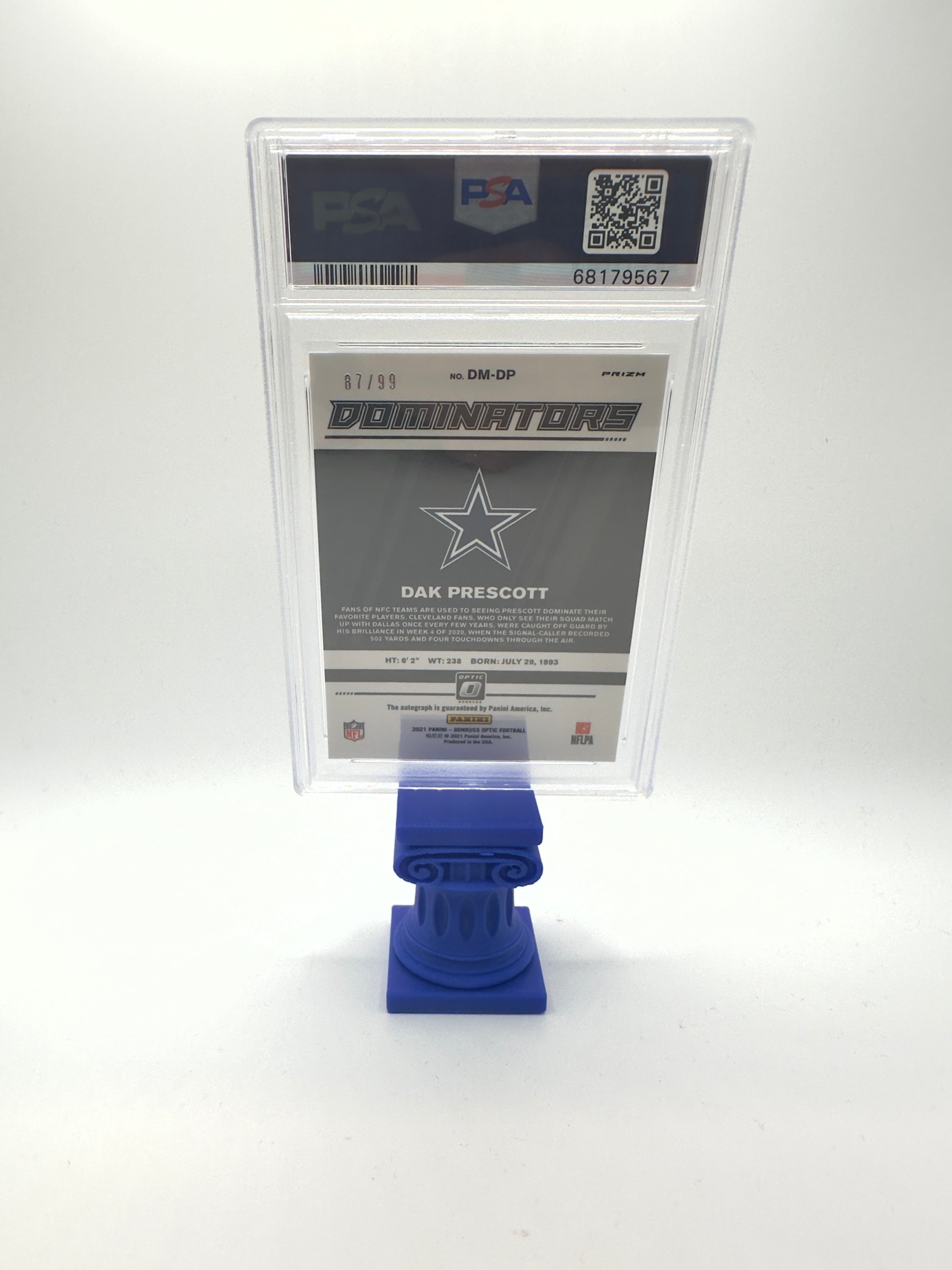 2021 Panini Donruss Optic Dom. Football—Dak Prescott #DMDP Autograph —PSA 10