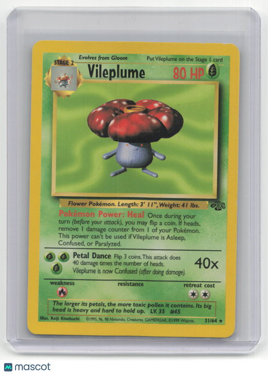 1999 Pokemon TCG Vileplume Jungle #31/64 Lightly Played Basic