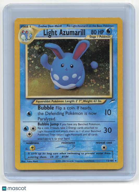 2000 Pokemon TCG Light Azumarill Neo Destiny #13/105 Mod Played Holo Swirl
